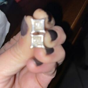 Diamond earrings 14k Square Screw